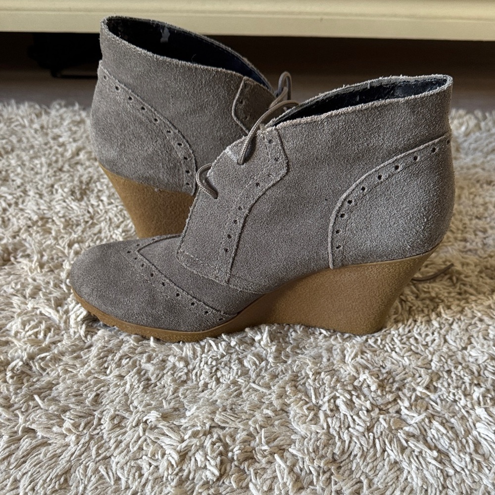 MIA Gray Suede Lace-Up Ankle Boots